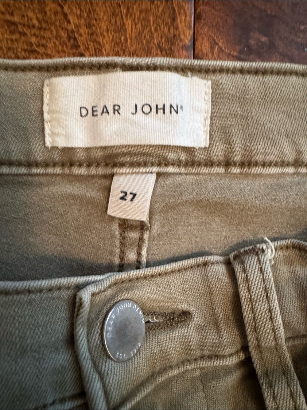 Dear John Olive Green High-Rise Barrel Leg Jeans Stretch Sz 27 Utility 26 Inseam - Picture 4 of 10